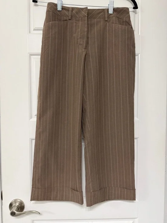 Valerie Stevens Brown Pinstripe Wide-Leg Men's Pants - Picture 1 of 4
